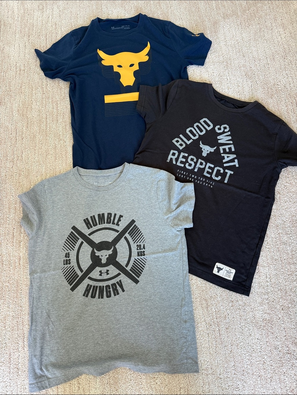 Under Armour Kids' Short Sleeve Tees - Navy, Black, Grey Set